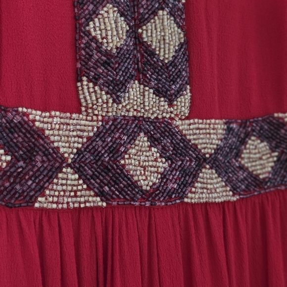 & Other Stories Paris Atelier Red Embellished V-Neck Maxi Dress, Size US 8 - Picture 8 of 11
